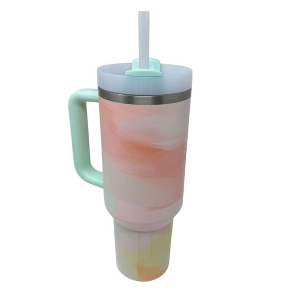 Stanley Quencher 40 Oz Tumbler Clean Slate Warm Serene Brushstrokes - Picture 6 of 7